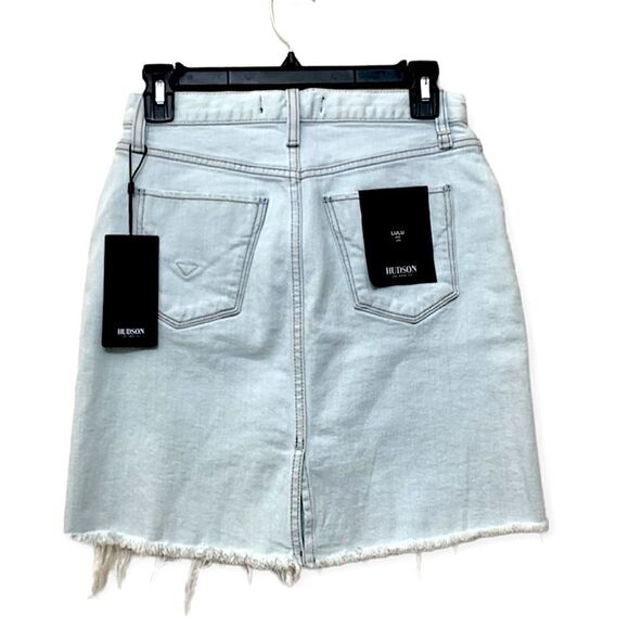 Hudson Jeans Skirt Lulu Pencil Light Blue Wash Frayed Denim Skirt Sz 26 - Picture 4 of 11